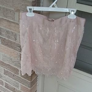 Pink lined sequin skirt